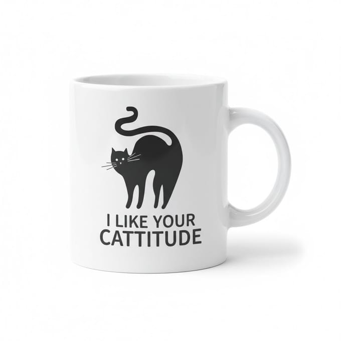 I Like Your Cattitude Mok - 330ml Keramische Koffiekop met Grappig Kat Design