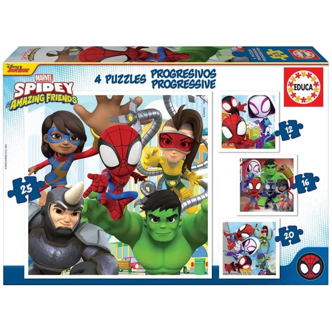 12-16-20-25 stukjes progressieve puzzel Educa Spidey