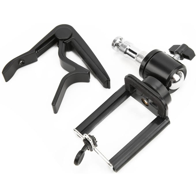 Support de téléphone Capodastre de guitare Support de manche réglable Léger Portable Accessoires pour instruments black