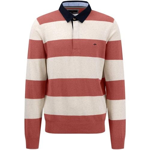Fynch-Hatton Trui Rugby Knit Stripes Cotton Orient Red / male