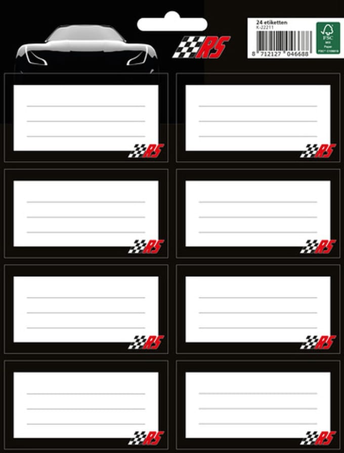 Boeketiket Race (RS) - 7,5 x 5 cm - pak a 24 etiketten - K-22211