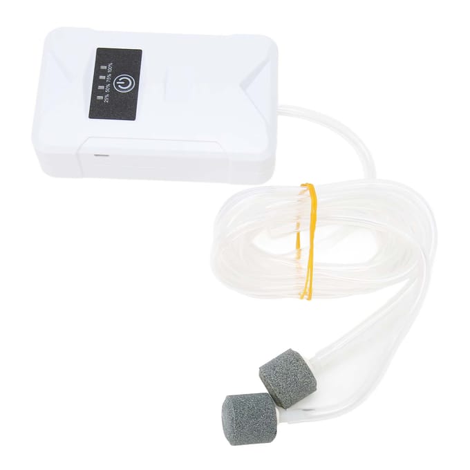 Aquarium Zuurstofpomp Stil USB Oplaadbaar 2 Voedingsmodi Dubbele Uitlaat Draagbaar Vissenkom white