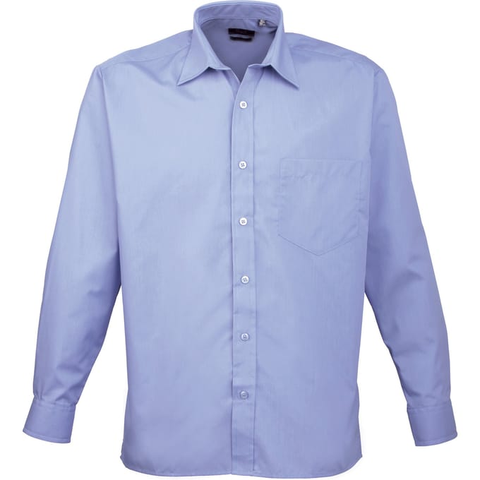 Premier Heren Premier Poplin Formeel Overhemd Met Lange Mouwen (Middenblauw)