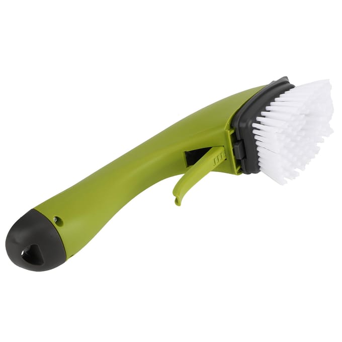 Brosse de nettoyage à long manche avec distributeur de savon pour casseroles, éviers et vaisselle, vert vert