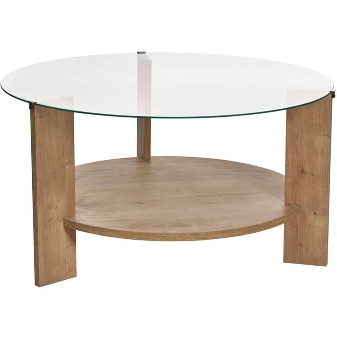 Asir - Salontafel - Saffier Eikenhout & Transparant - 75 x 75 x 40 cm