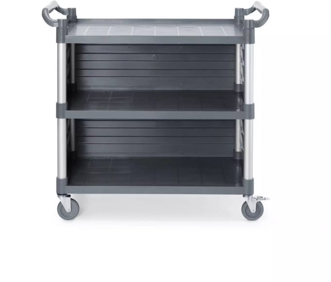 AmerBox Serveerwagen groot - polypropyleen - 3 bladen met zijpanelen - 101x50x96 cm - horeca