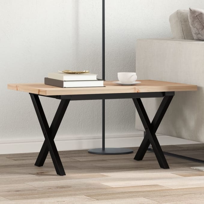 vidaXL - Salontafel - X-frame - 80x50x40,5 - cm - grenenhout - en - staal