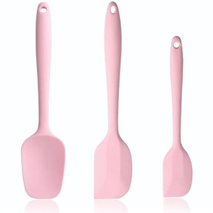 Set van 3 siliconen spatels - Roze - Hittebestendig en flexibel keukengereedschap