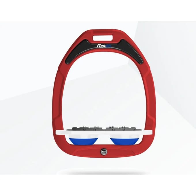 Platte Ultra Grip stijgbeugels Rood/Wit/Blauw Flex-On Green Composite