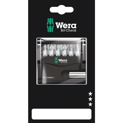 Wera Bit-Check 12 Metal 1 SB 05136393001 Bitset 12-delig 1/4 (6,3 mm) Incl. bithouder
