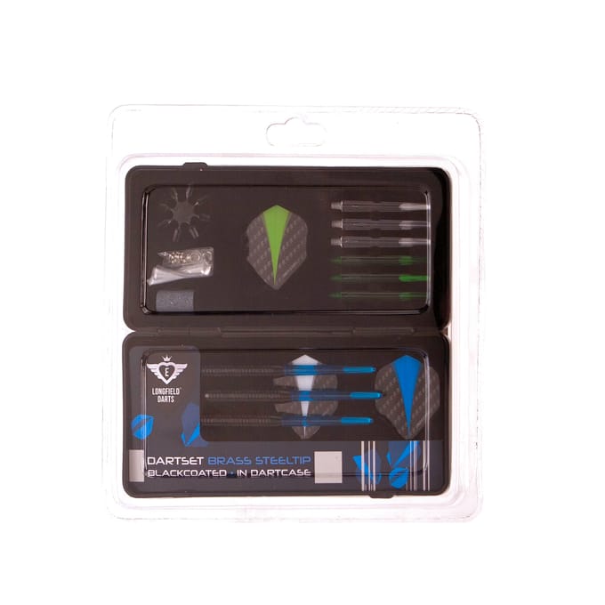 Steeltip Darts Set – Compleet – Blackcoated – Dartpijlen – Inclusief Dartcase, Flights, Shafts & Accessoires – Longfield