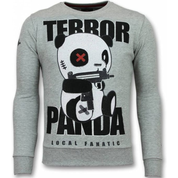 Panda Trui - Terror Heren Sweater - Mannen Truien - Grijs