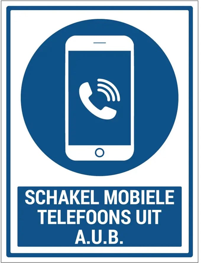 Schakel mobiele telefoons uit aub sticker met tekst | 40 x 30 cm
