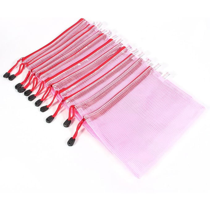 Pochettes Plastiques A5 à Fermeture Éclair Rangement de Fichiers Zip Dossier Document Dossier de Protection(rouge) pink