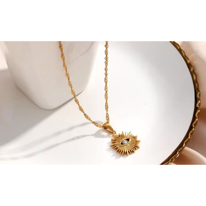 18-karaats vergulde ketting met zonvormige hanger