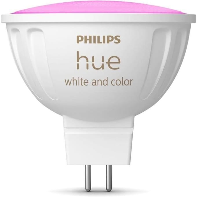 Ampoule connectée - PHILIPS HUE - MR16 - Lumière blanche et colorée - Compatible bluetooth - Fonctionne avec App et voix