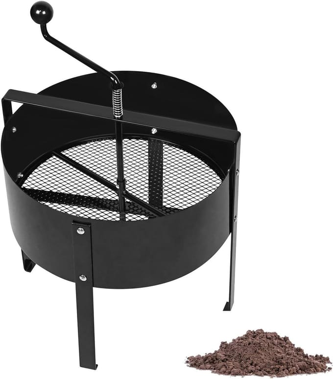 Metalen Tuinzeef - Compostzeef Bodemzeef - Tuinieren Compost Zeven - Efficiënte Handslinger - 40 x 45 cm - Metaal