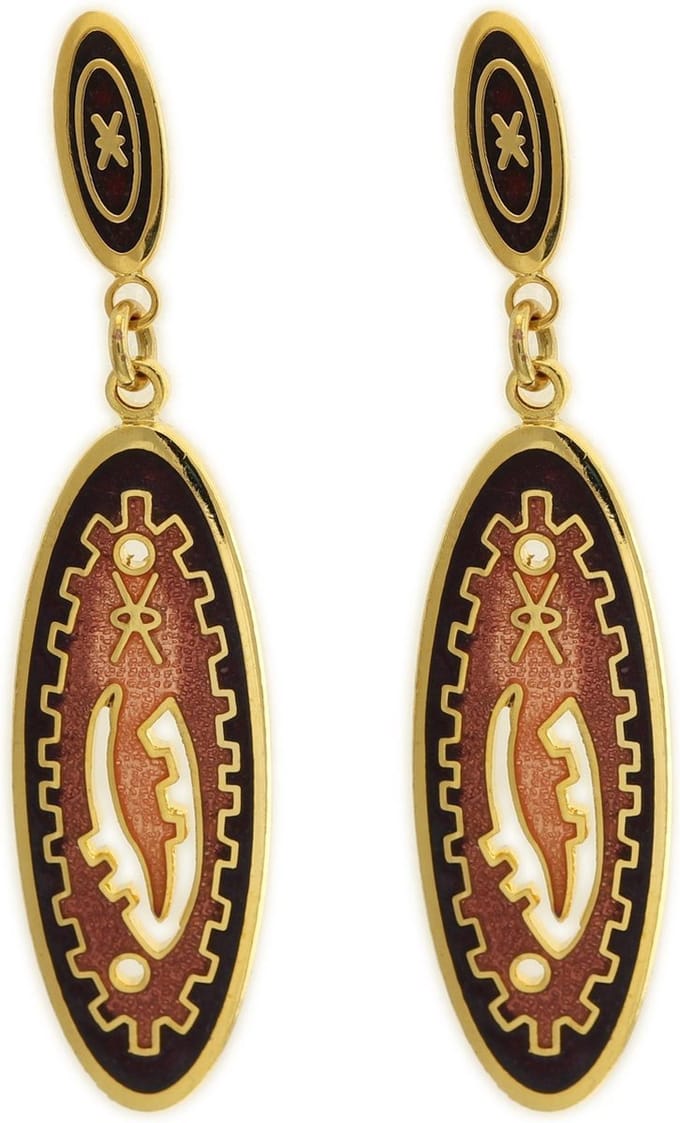 Behave - Dames oorbellen - Vintage stijl bruin ovaal retro - 5 cm