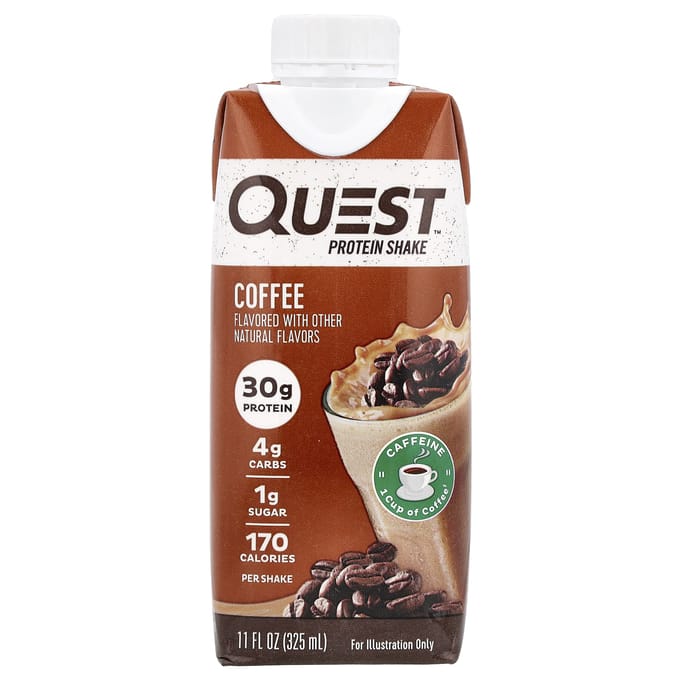 Quest Nutrition, Eiwitshakes, Koffie, 4 Shakes, 11 fl oz (325 ml) Elk