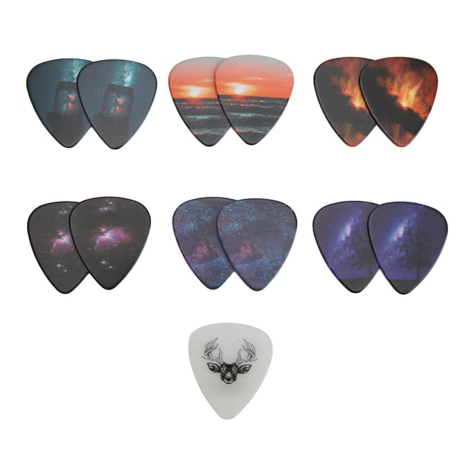 13 Pièces Médiators de Guitare Moyens en Celluloïd avec Boîte Accessoires d'Instrument Starrysky white