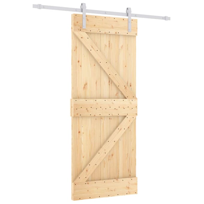 vidaXL - Schuifdeur - Natuurlijk - en - Wit - 85 - x - 210 - cm - Massief - Pine - Hout