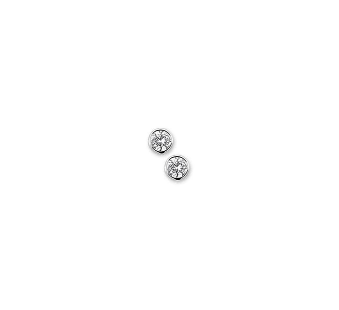 Oorknoppen Zirkonia Zilver Gerhodineerd Glanzend 4.0 mm