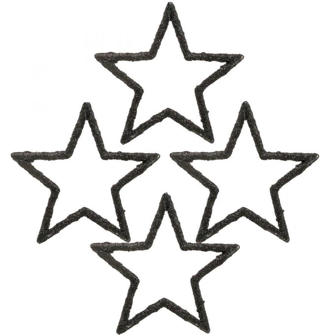 Strooidecoratie kerststerren zwart glitter Ø4cm 120 st, 120 Stück
