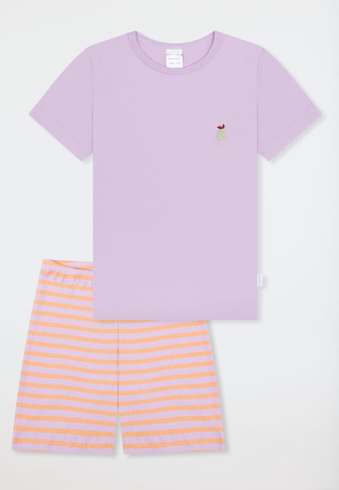 Korte pyjama met streepjes in orchidee - Kids Nightwear 104