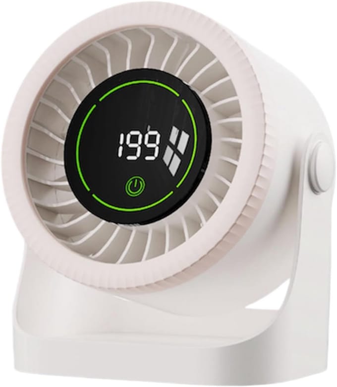 VHV - Bureauventilator - usb bureauventilator - USB oplaadbaar, met digitaal display - voor kantoor, slaapkamer, thuiswerken