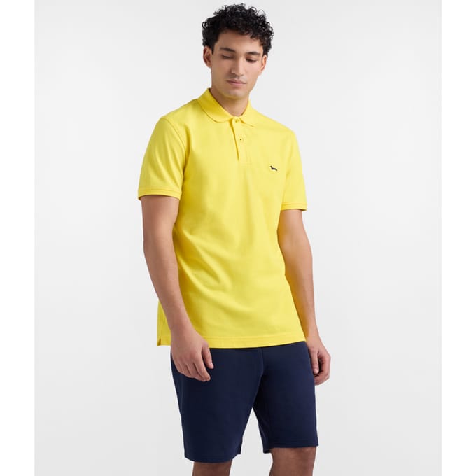 polo basis piquet stretch man geel
