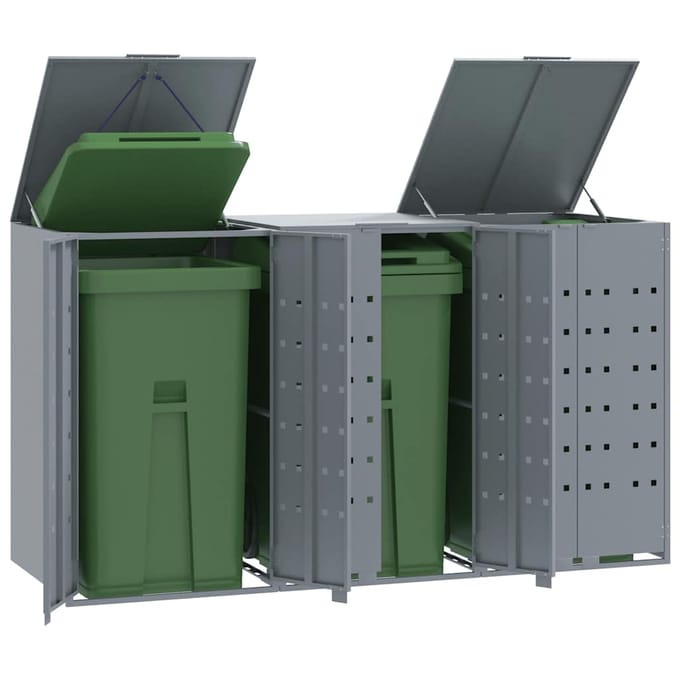 vidaXL - Containerberging - voor - 3 - containers - 207x79x117 - cm - staal - grijs
