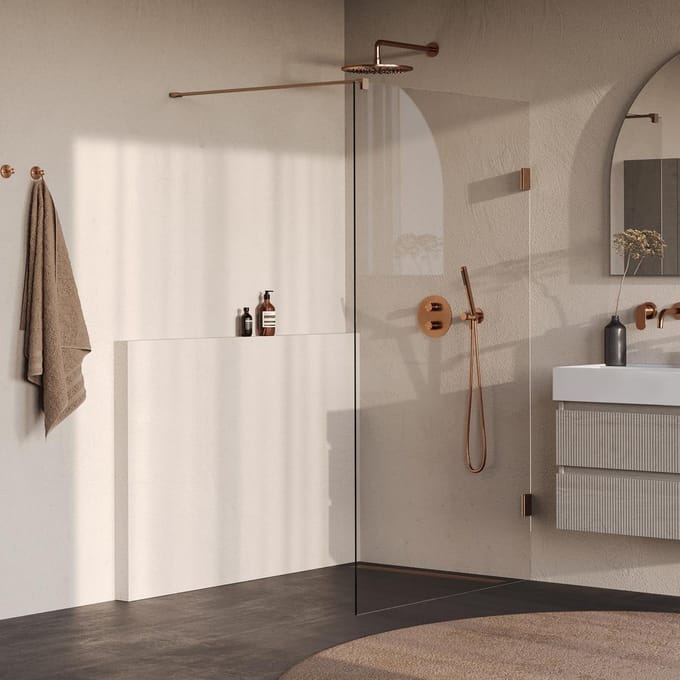 Brauer Void inloopdouche helder glas 120x200 incl. glascoating PVD koper geborsteld