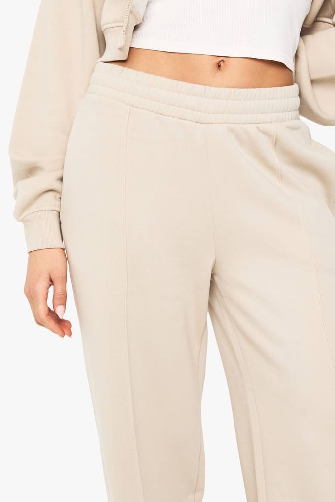 boohoo Dames Pintuck-detail jogger met rechte pijp | Steen | Maat: Medium