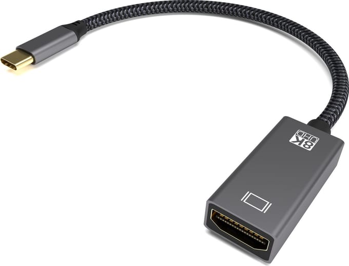 Qnected USB-C naar HDMI 2.1 Adapter - 8K 60Hz & 4K 144Hz - DisplayPort Alt Mode - HDR10+ Dolby Vision - 20 cm - Graphite Grey