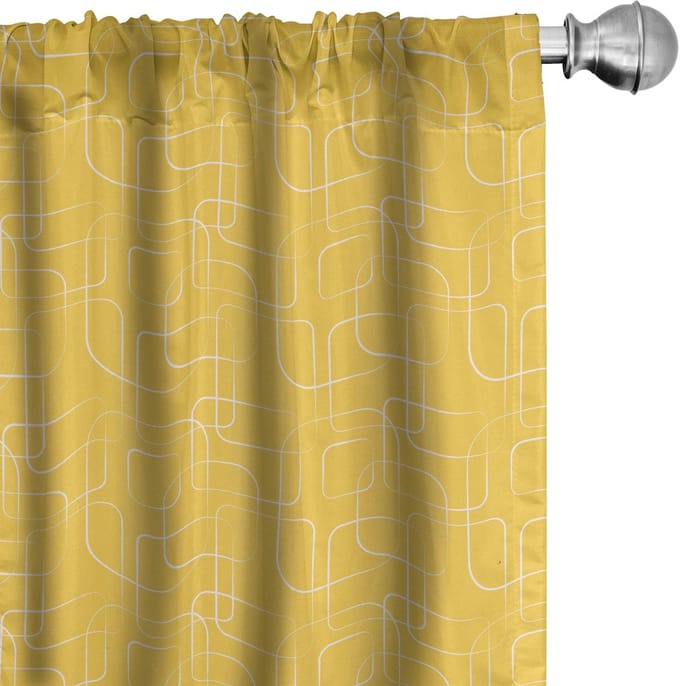 ABAKUHAUS Abstracte Squircles – Gordijnen – 2x75x225 cm – mosterdgeel/wit
