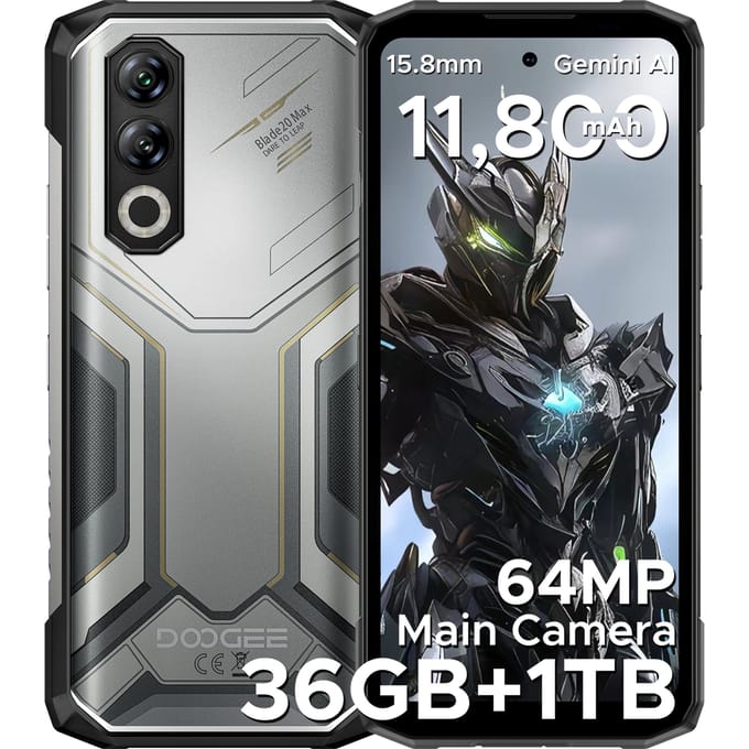 DOOGEE Blade20 Max Robuuste Telefoon 36GB (12GB + 24GB) RAM 1TB ROM 6,6'' Scherm 11800mAh Batterij 64MP AI Camera Android 15 Smartphone