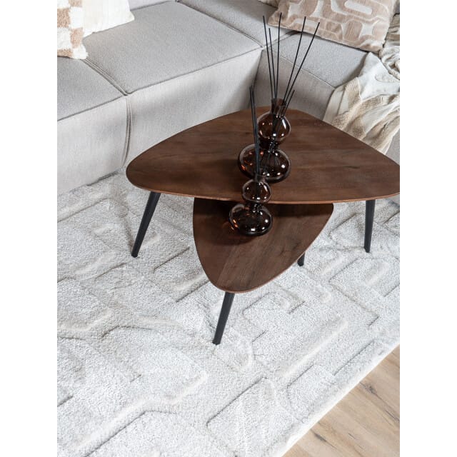 Vloerkleed Liana Creme 160 x 230 cm - Organisch Design Vloerkleed met Hoog-Laag Structuur in Scandinavische / Japandi Stijl