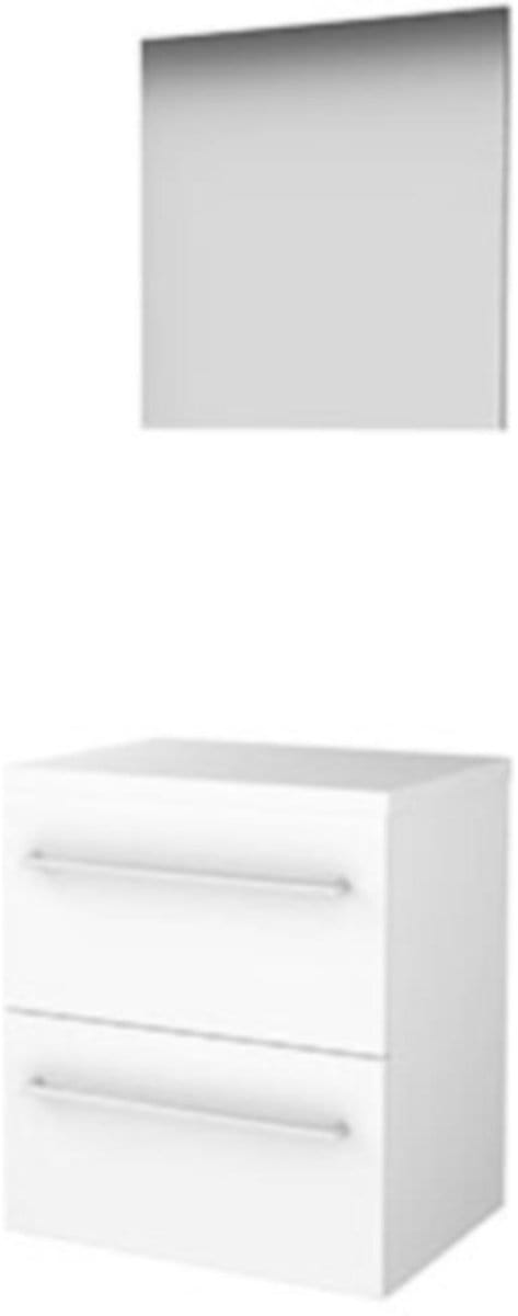Basic-Line Basic 46 Badkamermeubelset - 60 x 46 cm - Met Grepen - 2 Lades - Wastafelblad - Spiegel - Ice White
