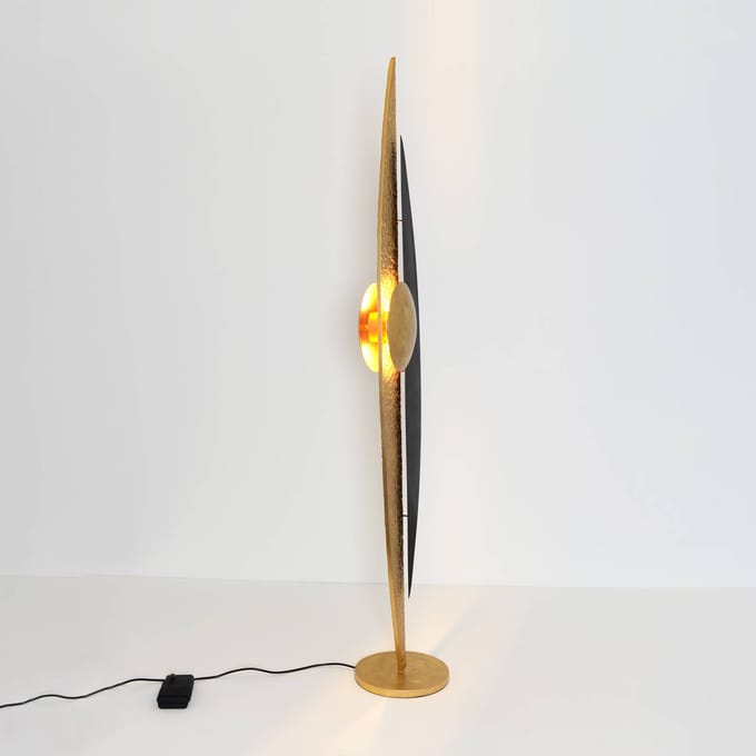 Holländer LED vloerlamp La Presa indirect goud/zwart/bruin
