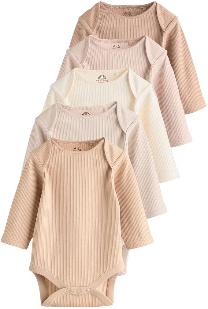 Next - Pasgeboren unisex - Set van 5 rompers met lange mouwen - Crème