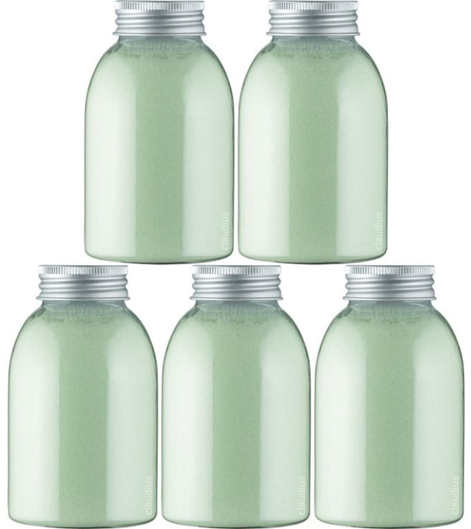 Scrubzout Eucalyptus - 300 gram - fles met aluminium dop - Hydraterende Lichaamsscrub - set van 5 stuks