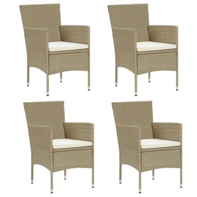 vidaXL - 5-delige - Tuinset - met - kussens - poly - rattan - beige