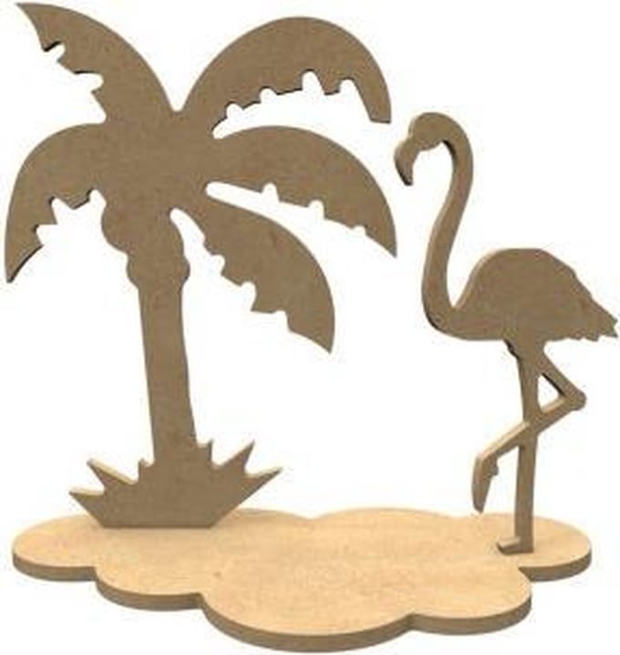 Gomille MDF figuren flamingo knutselset 24x23 cm decoratie.