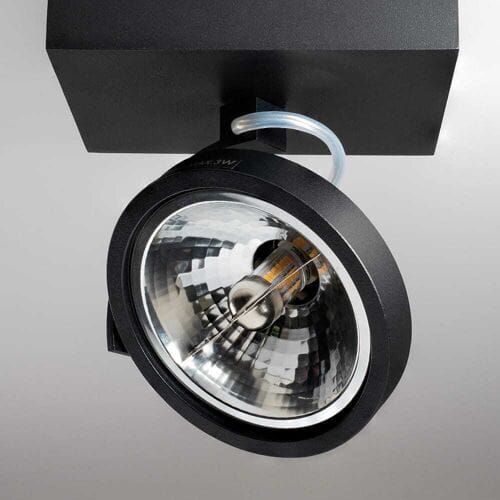 Saturno nero I by LUSENZ - Plafondspot met kantelbare matzwarte basis en armatuur