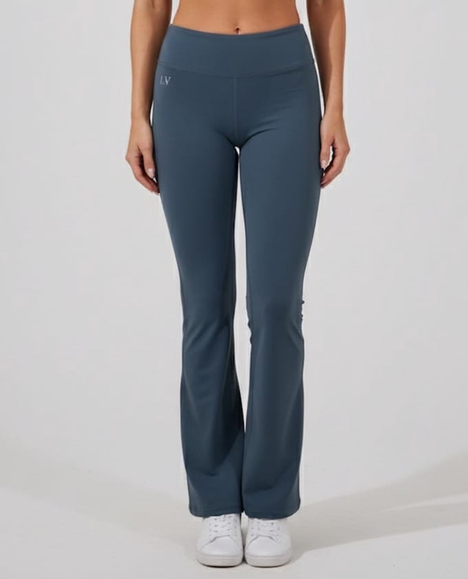 La V flared sportlegging basic Blauwgrijs S