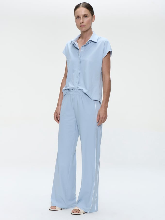 Wilma structure tech jersey blouse | Light Blue - Light Blue / S