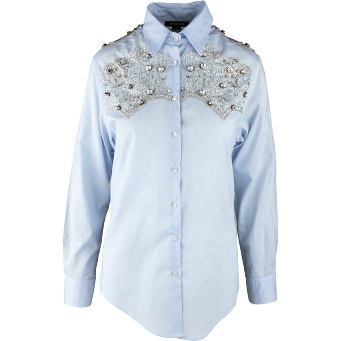 Roberto Cavalli overhemd met kristallen versiering - jaren 2000