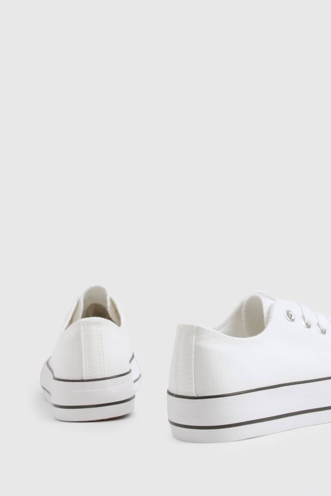 boohoo Dames Low Top Platform Veterschoenen | Wit | Maat: 37