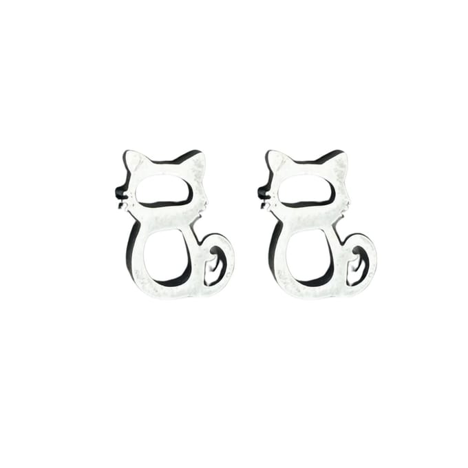 Oorbellen - poes - rvs - zilverkleur - Charme Bijoux