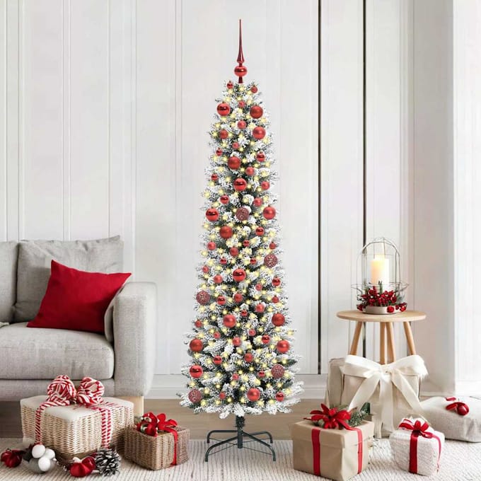 vidaXL - Kunstkerstboom - Wit - 180 - cm - PVC - en - Metaal - en - Plastic